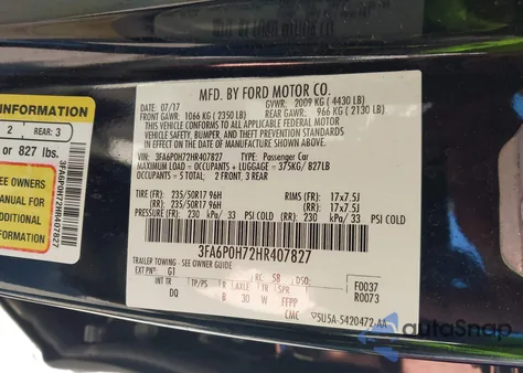 2017 Ford Fusion Se from USA, damaged, VIN 3FA6P0H72HR407827